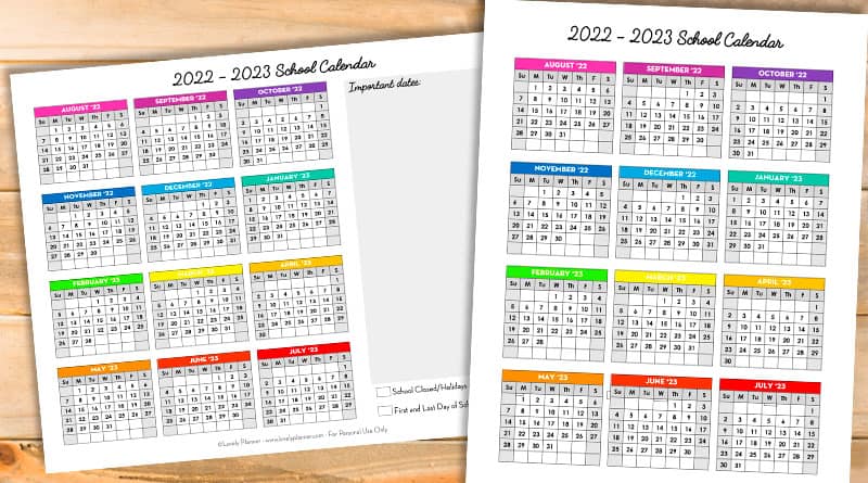 free printable 2022 2023 monthly school calendar template lovely planner