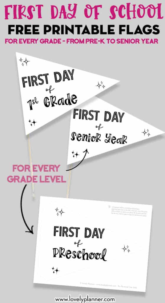 Free Printable First Day of School Flags