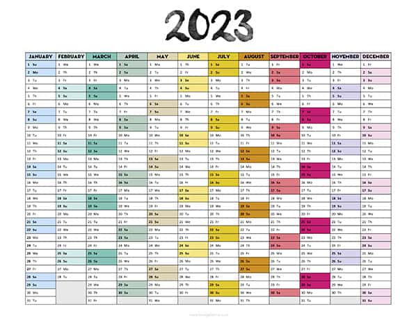 Free Printable 2023 Landscape Calendar