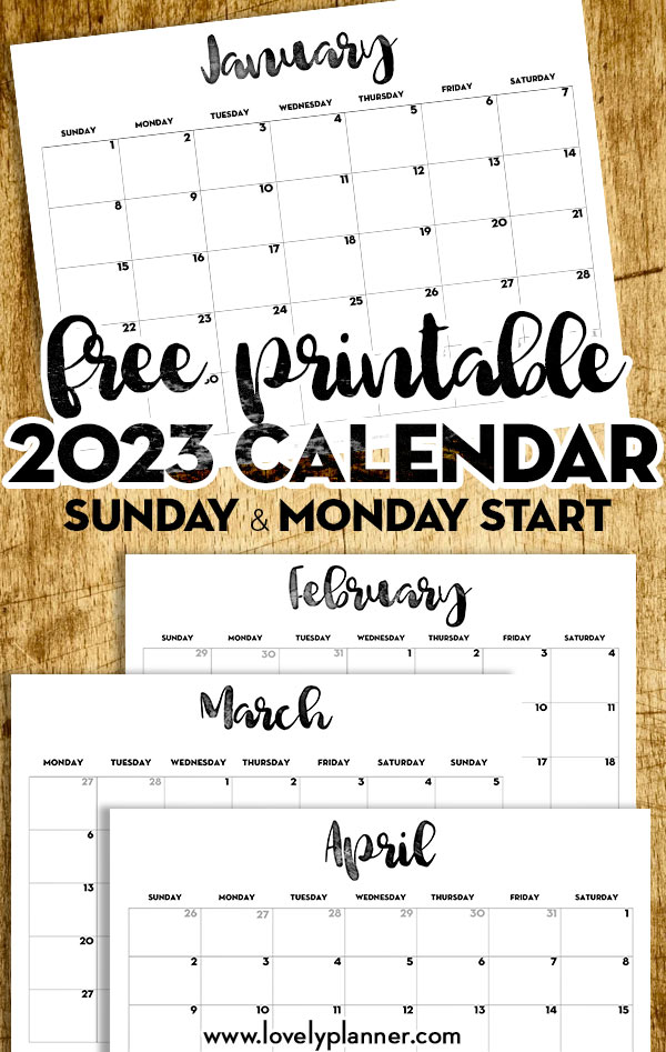 Printable 2023 Monthly Calendar Template