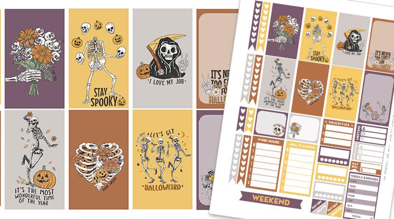 Free Printable Halloween Skeleton Planner Stickers Weekly Kit