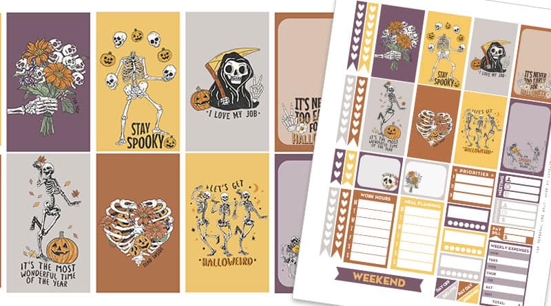 Free Printable Halloween Skeleton Planner Stickers - Weekly Kit - Lovely  Planner