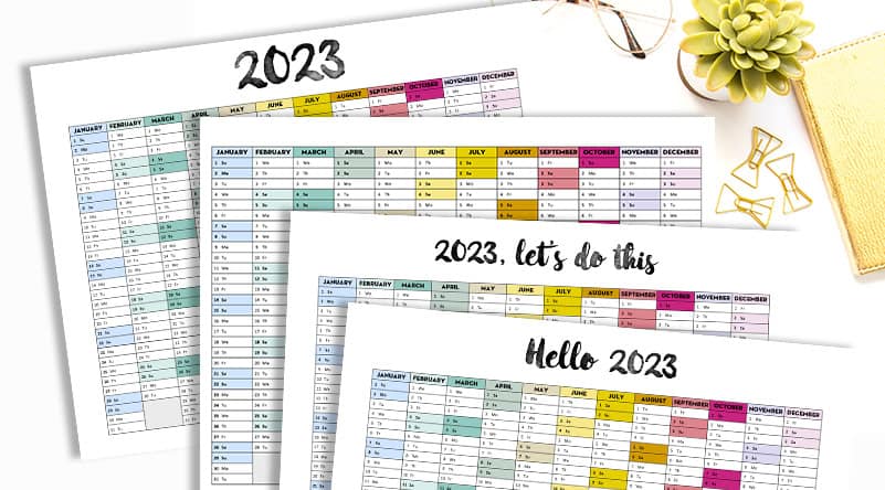 Free Printable 2023 Calendar Landscape Rainbow