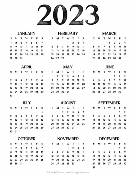 Minimalist Calendar 2023 Printable One Page