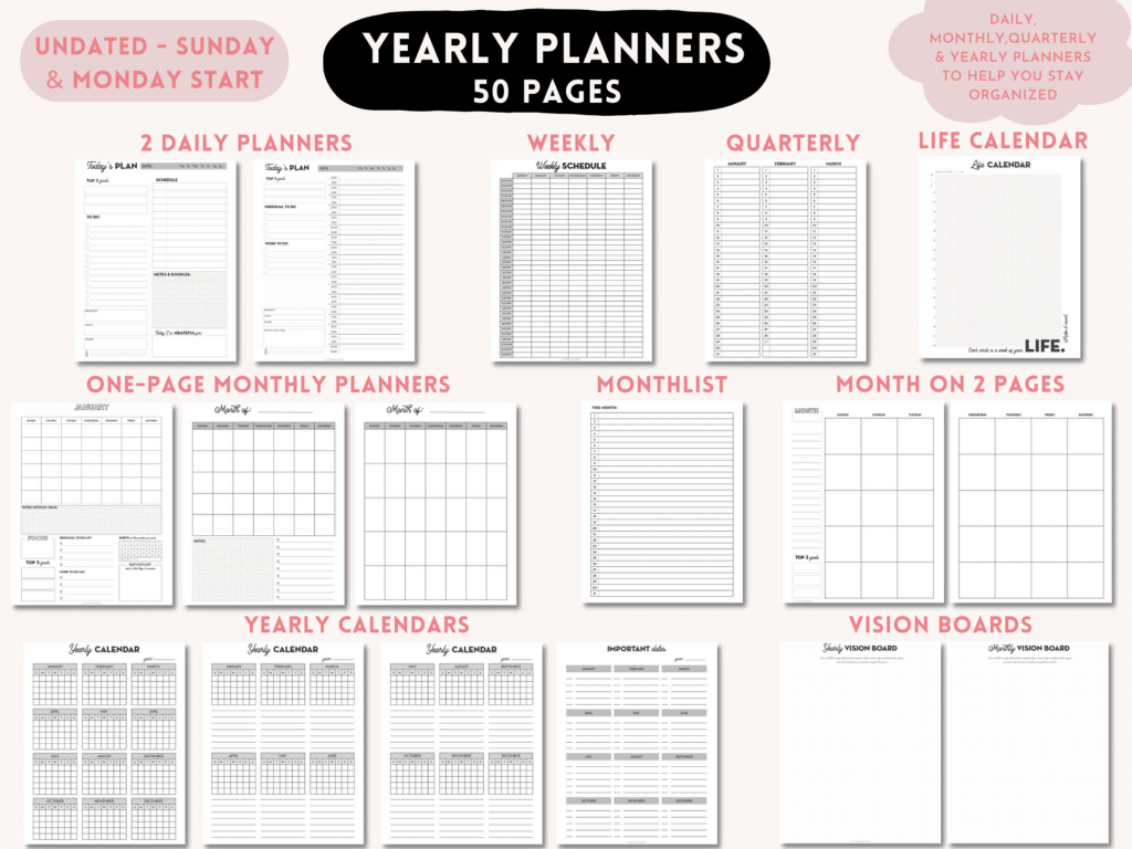 The ultimate life planner printable bundle, daily planner, weekly planner,  printable planner