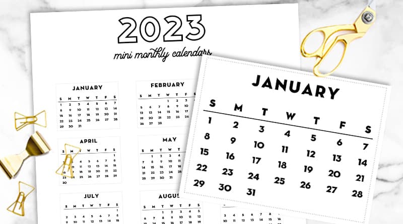 Free Printable 2023 Bullet Journal Mini Calendars - Lovely Planner