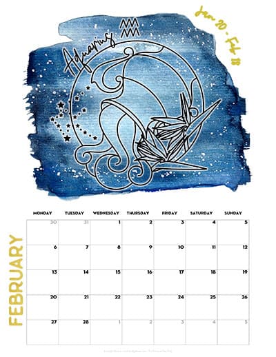 Free 2023 Zodiac Calendar Printable - Monday & Sunday Start - Lovely Planner Free 2023 Zodiac Calendar Printable - Monday & Sunday Start - Lovely Planner