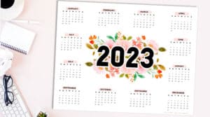 Free 2023 Floral Calendar Printable One Page