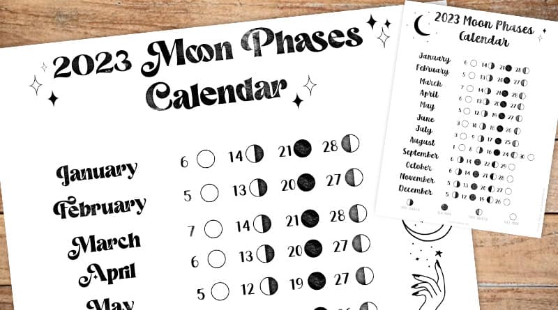 Free Printable Full Moon Calendar 2023 - Lunar Calendar - Lovely Planner