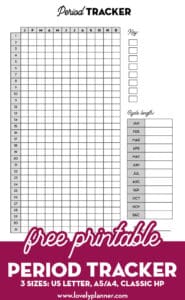 Free Printable Period Tracker for your Planner (3 sizes) - Lovely Planner