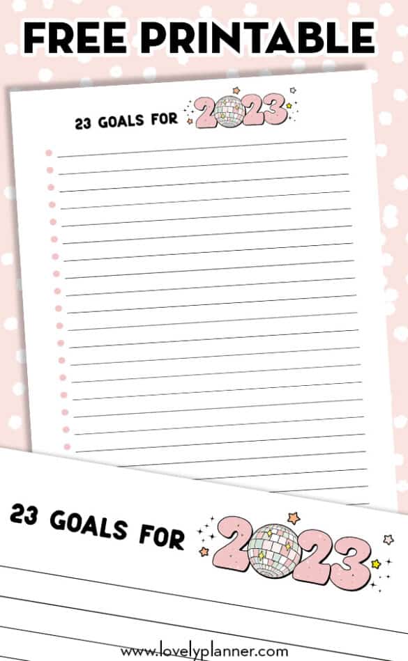 Free Printable 23 Goals for 2023 Planner Insert in 3 sizes - Lovely Planner