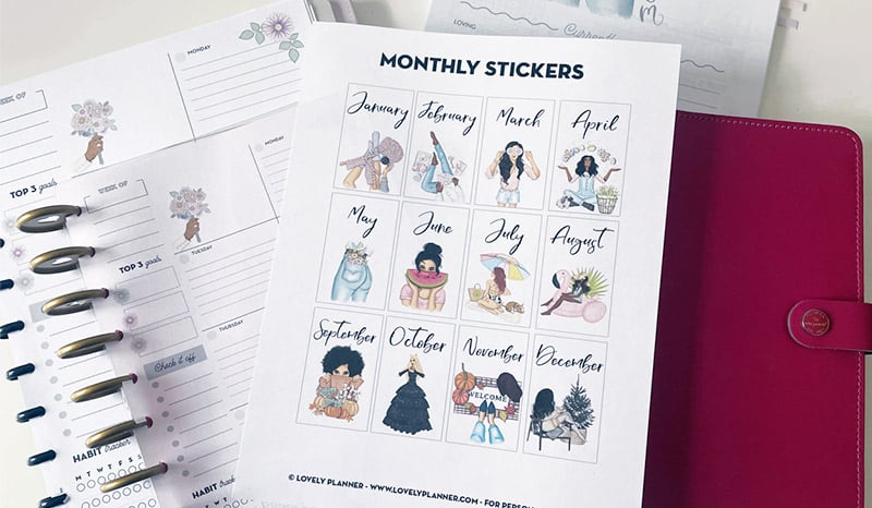 Free Monthly Seasonal Planner Stickers - Lovely Planner