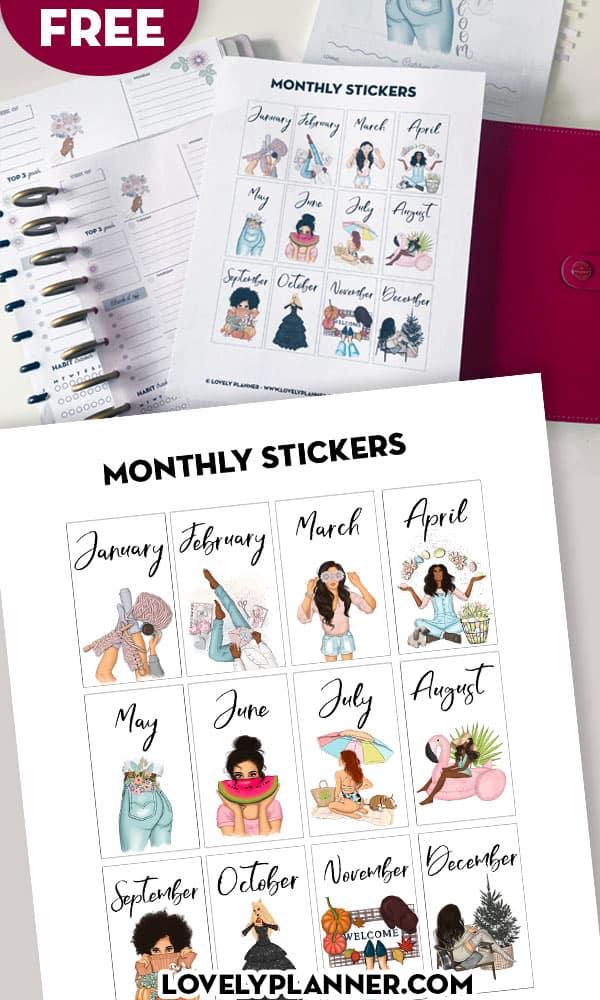 Free Monthly Planner Stickers