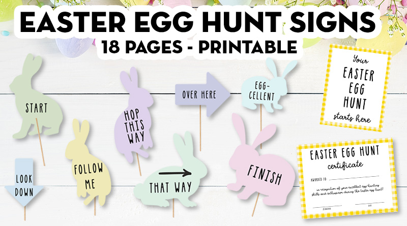 Free Printable Easter Egg Hunt Signs (18 Pages) + Easter Egg Hunt Certificate - Lovely Planner