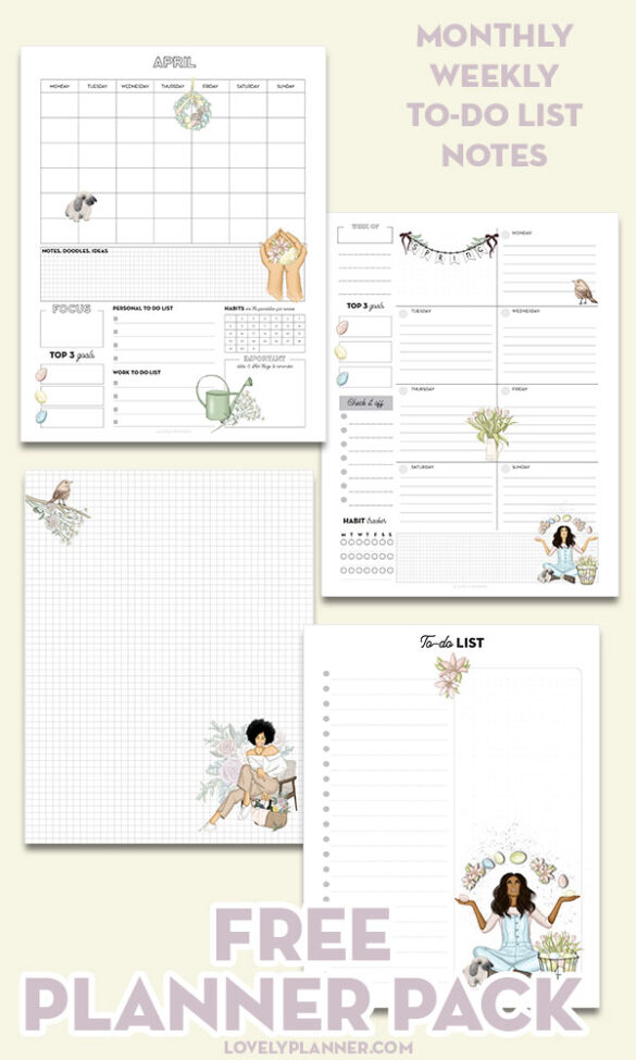 Free Printable Planner Pack for Spring / April - Lovely Planner