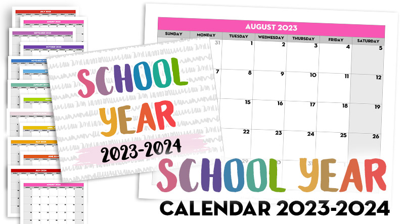 Free Printable 2023-2024 Monthly School Calendar Template - Lovely Planner