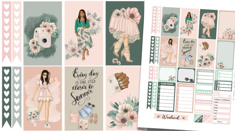 Free Printable Floral Planner Stickers - Weekly Kit