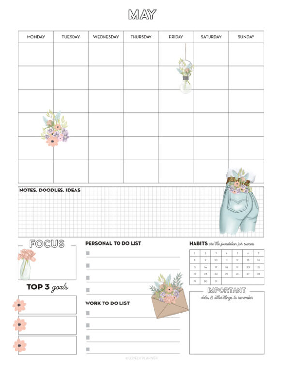 Free Printable May Planner Pages - Lovely Planner