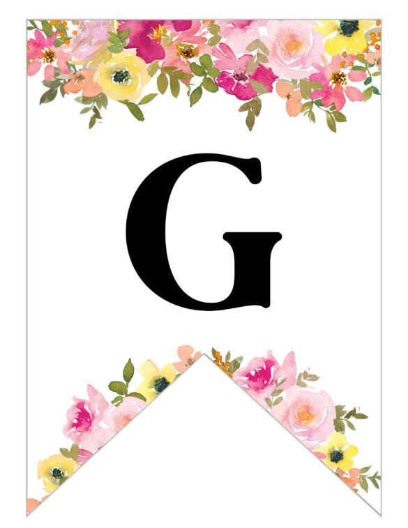 Free Printable Floral Alphabet Banner Letters - Lovely Planner