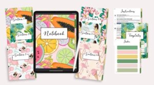 Free Digital Notebook with hyperlinked tabs - Summer Tropical Design ...