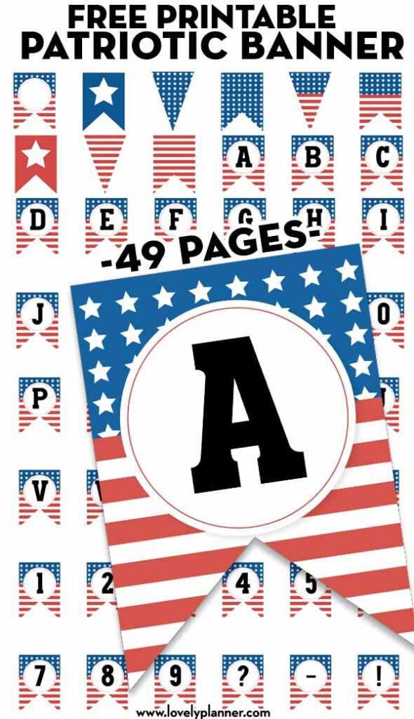 Free Printable Patriotic Banner Letters (+Numbers &amp; Symbols) - Lovely ...