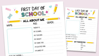 Free Printable First Day of School All About Me Interview