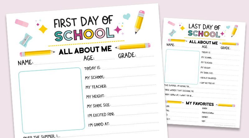 Free Printable First Day of School All About Me Interview