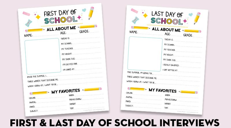 Free Printable First and Last Day of School All About Me Interview