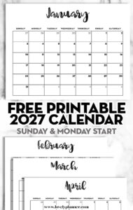 Free 2027 Calendar
