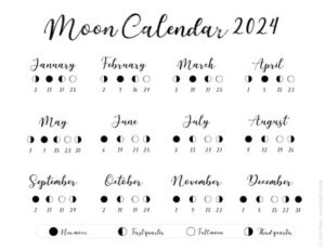 Free Printable Moon Calendar - Moon Phases for 2024 - Lovely Planner