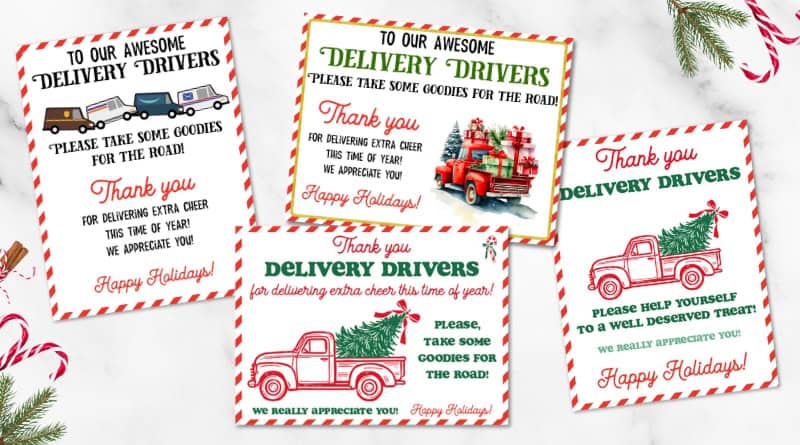 4 Free Printable Delivery Drivers Thank You Signs