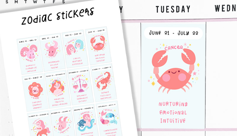 Free Printable Zodiac Sign Planner Stickers
