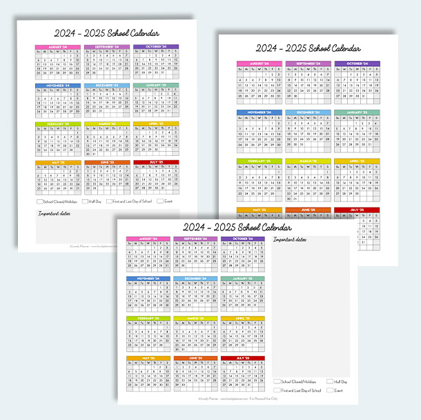 Printable Academic Calendar 2024-2025