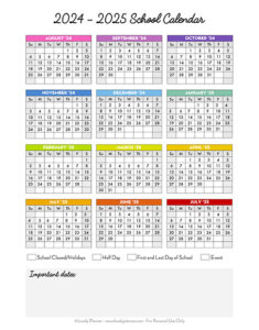 Free Printable 2024-2025 School Calendar - One Page Academic Calendar ...