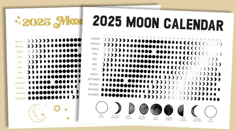 Free Printable Moon Calendar - Moon Phases for 2025 - Lovely Planner