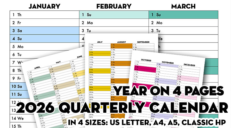 Free Printable 2026 Quarterly Calendar - 2026 Calendex