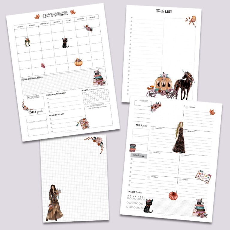 Free Printable Planner Pages for October - Lovely Planner
