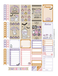 Free Printable Cute Ghosts Planner Stickers - Weekly Kit - Lovely Planner
