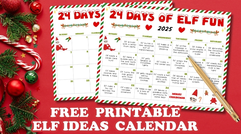 Free Printable Elf Activity Calendar 2025