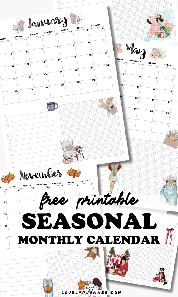 2026 Seasonal Calendar Printable