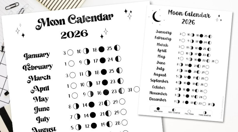 Free Moon Calendar 2026