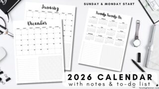 Free Printable 2026 Monthly Calendar To Do List