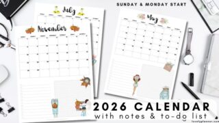 Free Printable 2026 Monthly Calendar To Do List