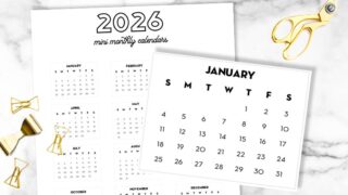 Free printable 2026 bullet journal mini calendar