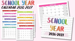 Free Printable Monthly School Calendar 2026 2027
