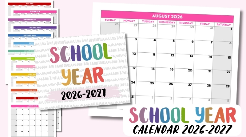 Free Printable Monthly School Calendar 2026 2027