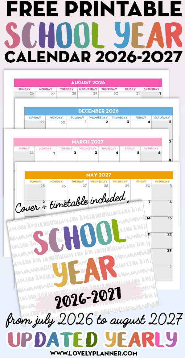 Free Printable 2026 2027 School Calendar Template