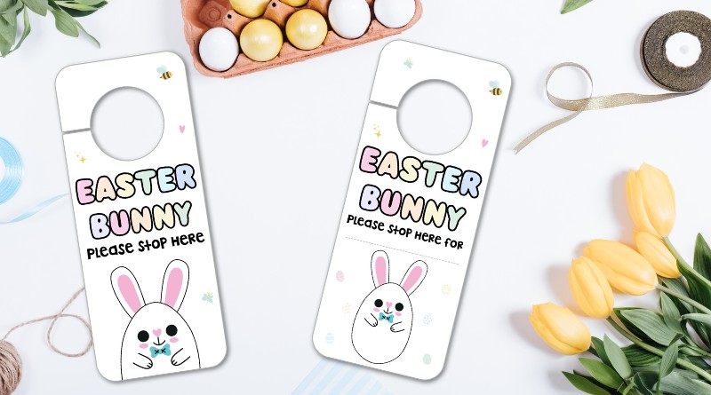Easter Bunny Stop Here Door Hanger Free Printable