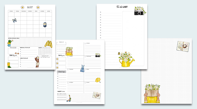Free Printable May Planner Pages - Flowers & Books