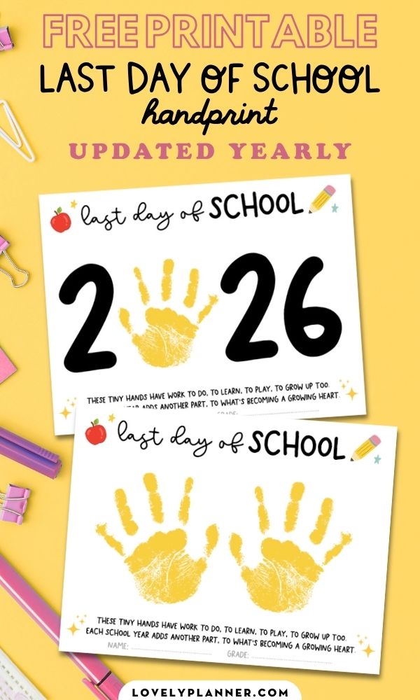 Free Last day of school handprint printable 2026
